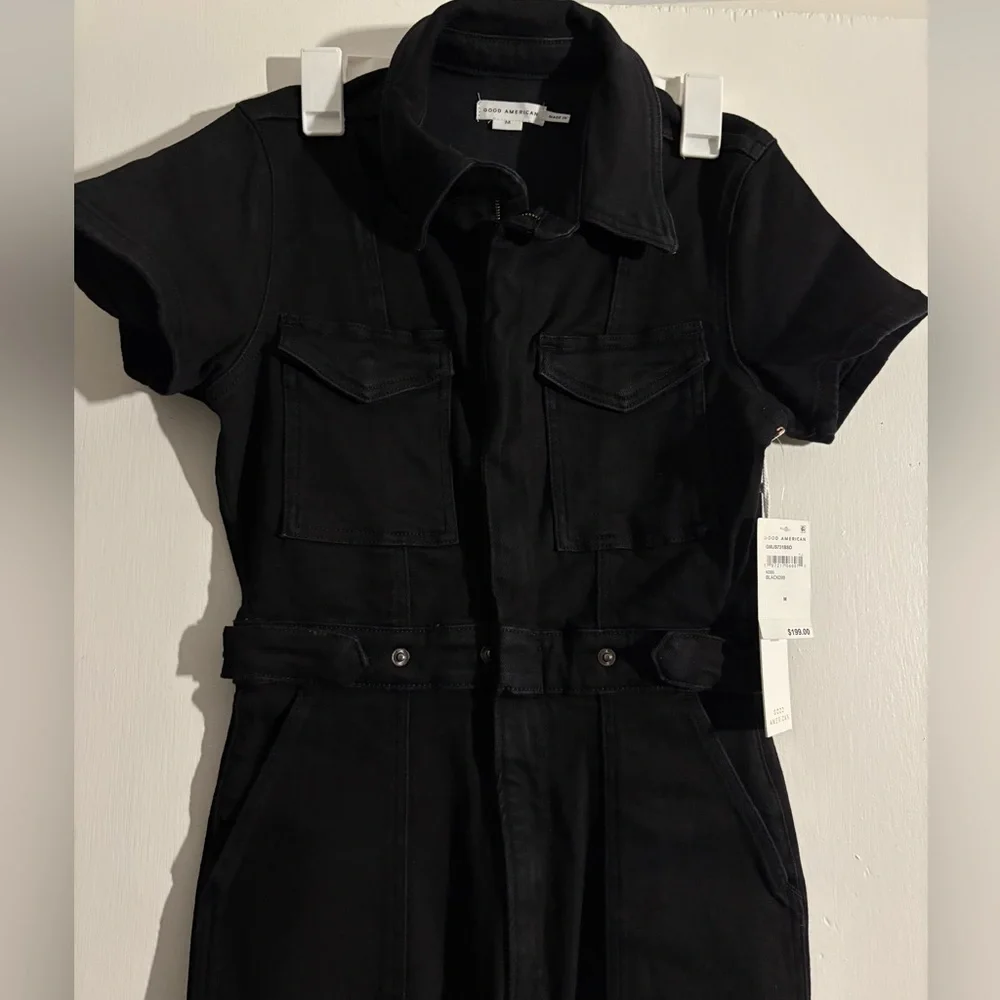 Good American “Fit for Success” Black Short-Sleeve Jumpsuit - Picture 5 of 13
